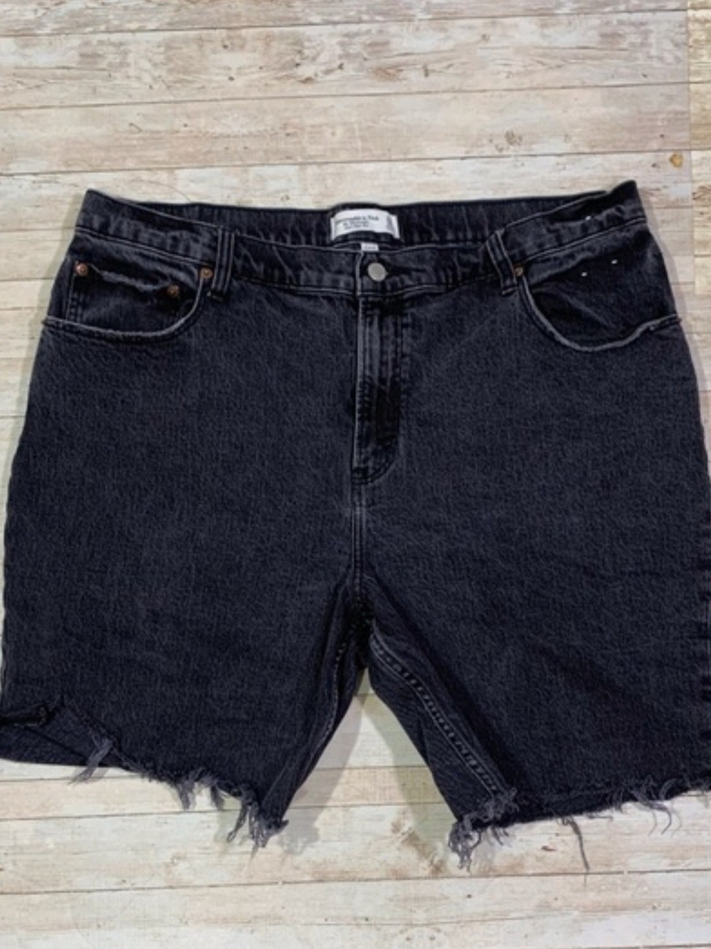 Abercrombie & Fitch Black High-Rise Denim Shorts